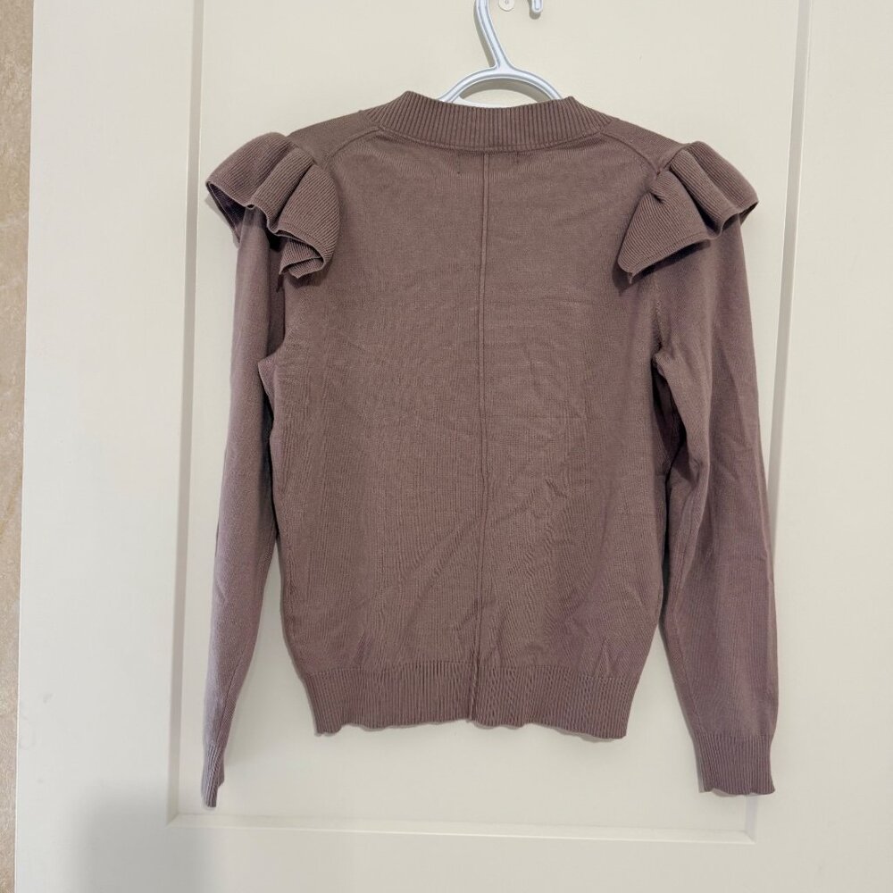 NWOT Truth By Republic V-Neck Sweater Ruffle Shoulder Detail Womens Medium - Picture 3 of 8